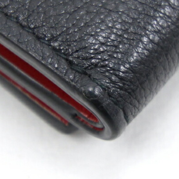 PRADA Tri-fold Wallet 1MH021 Black Red Leather Compact Women's - Picture 5 of 10